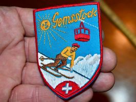 VINTAGE Badge GEMSSTOCK nos ST. GALLER STICKEREI abzeichen