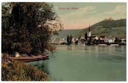 Stein am Rhein, Boot am Ufer, gelaufen 1915