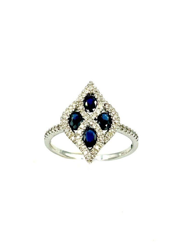 Anelli: Bague Or blanc 14K Saphir et diamants – Usato da Renens VD venduto da rom_v9jv