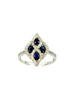 Bague Or blanc 14K Saphir et diamants