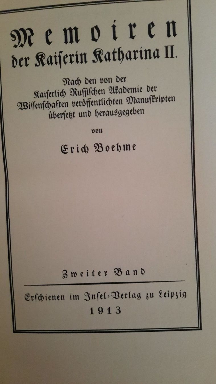 Libri: MEMOIREN DER KAISERIN KATHARINA II – Usato da zürich venduto da gabab 3