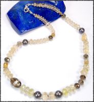 Unikatschmuck Edelsteinkette facettiert 925 Silber 46.5cm