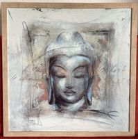 Bild Buddha Motiv quadratisch mit Holzrahmen guter Zustand