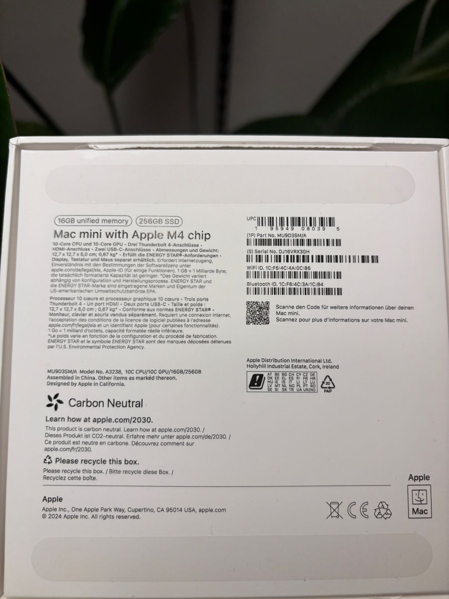 Apple PCs: Apple Mac mini M4 16 Go RAM 256 Go SSD – D'occasion à Genève par bezand
