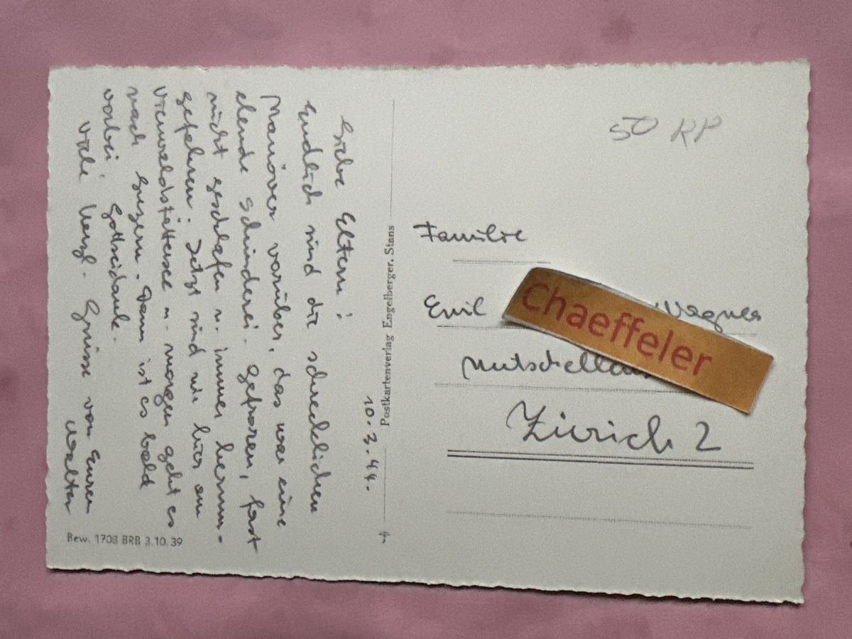 Cartoline postali: 1944. 3786 Buochs – Usato da Zürich venduto da Chaeffeler 1