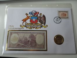 Chile 1994, Landeswappen - Münz-/Banknotenbrief