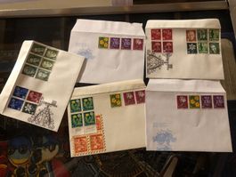 Schweizer Briefmarken JUVENTUTE, Diverse Werte auf Couvert