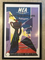 Jerusalem Middle East Airlines Vintage Reiseplakat gerahmt