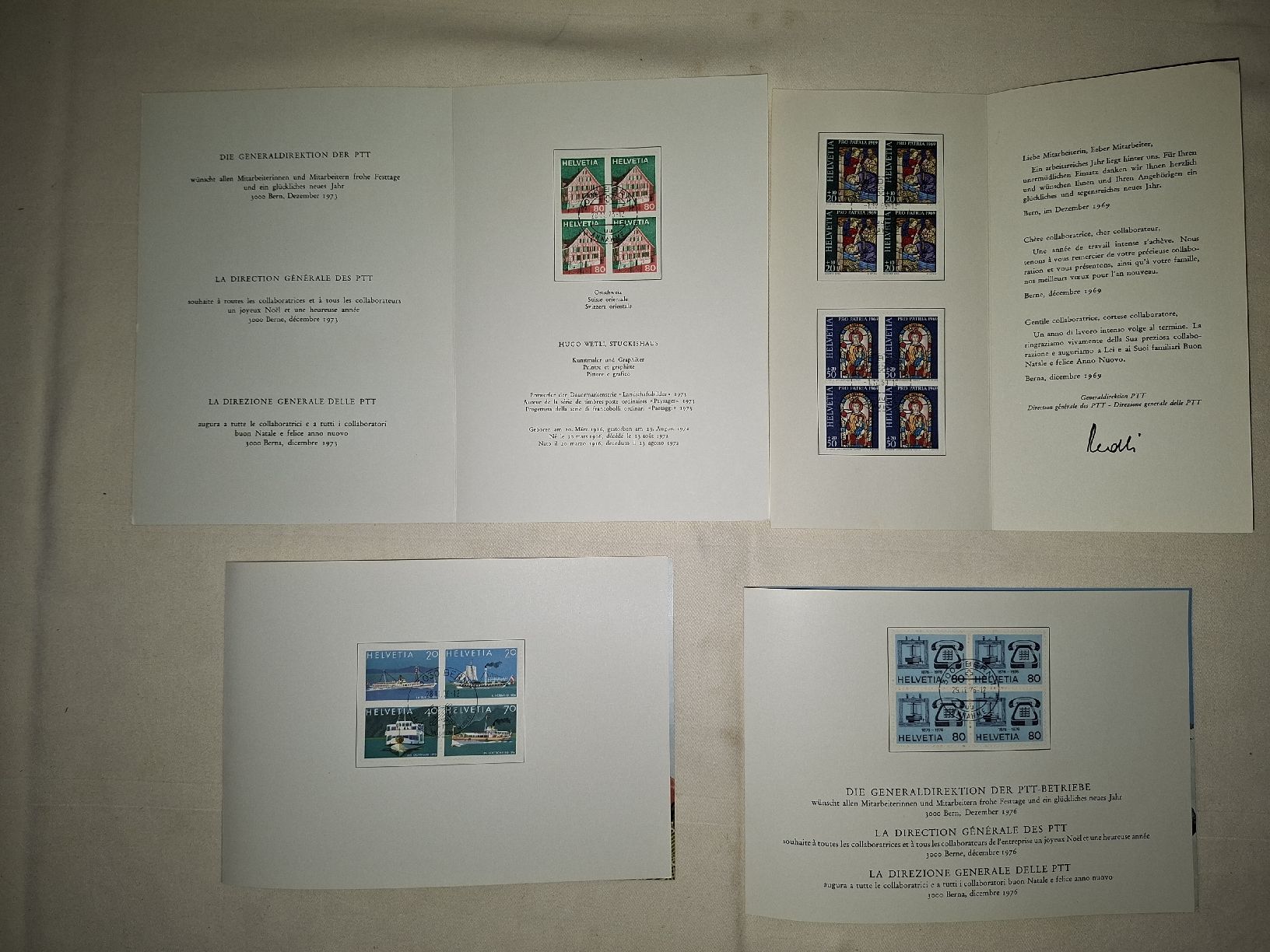 Alle Briefmarken: Schweizer PTT Neujahrskarten mit Briefmarken – Gebraucht aus Masein von vin_5yx5 2
