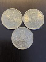 France, lot 3X 2 FF 1979 à 1981 nickel 