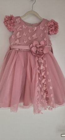 Festliches Mädchenkleid, Grösse 110 rosa mit Schmetterlingen
