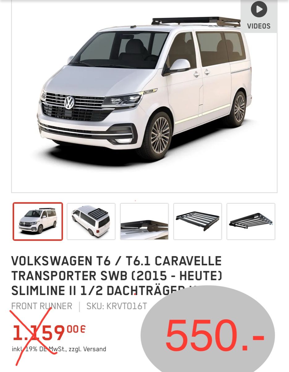 Front Runner Portapacchi: VW T6 / T6.1 DACHTRÄGER KIT – Nuovo (secondo la descrizione) da Moosseedorf venduto da KonstantinosA