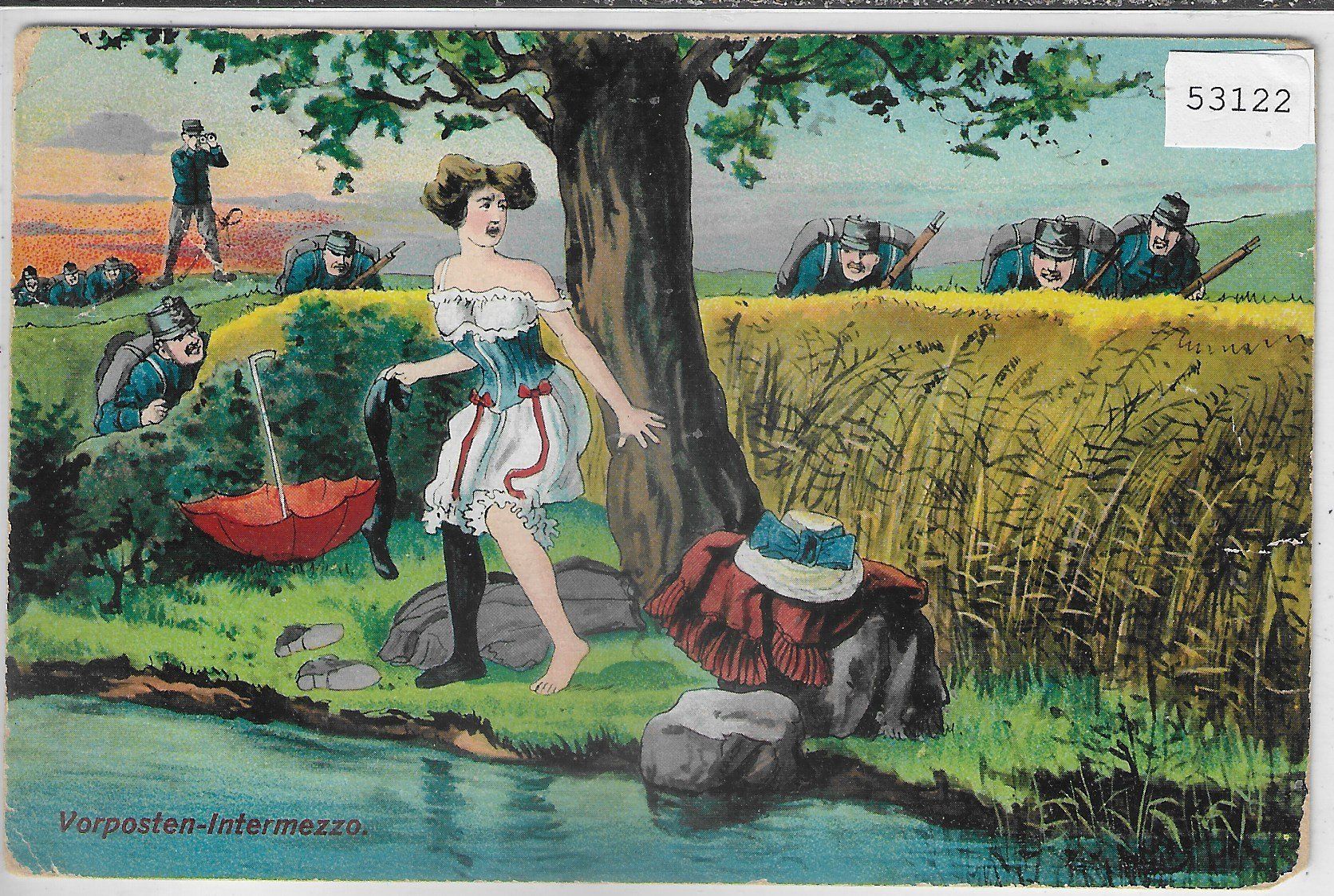 Cartoline postali: Humor Armee - Badenixe - Vorposten-Intermezzo – Usato da Ettingen venduto da Kartenplanet
