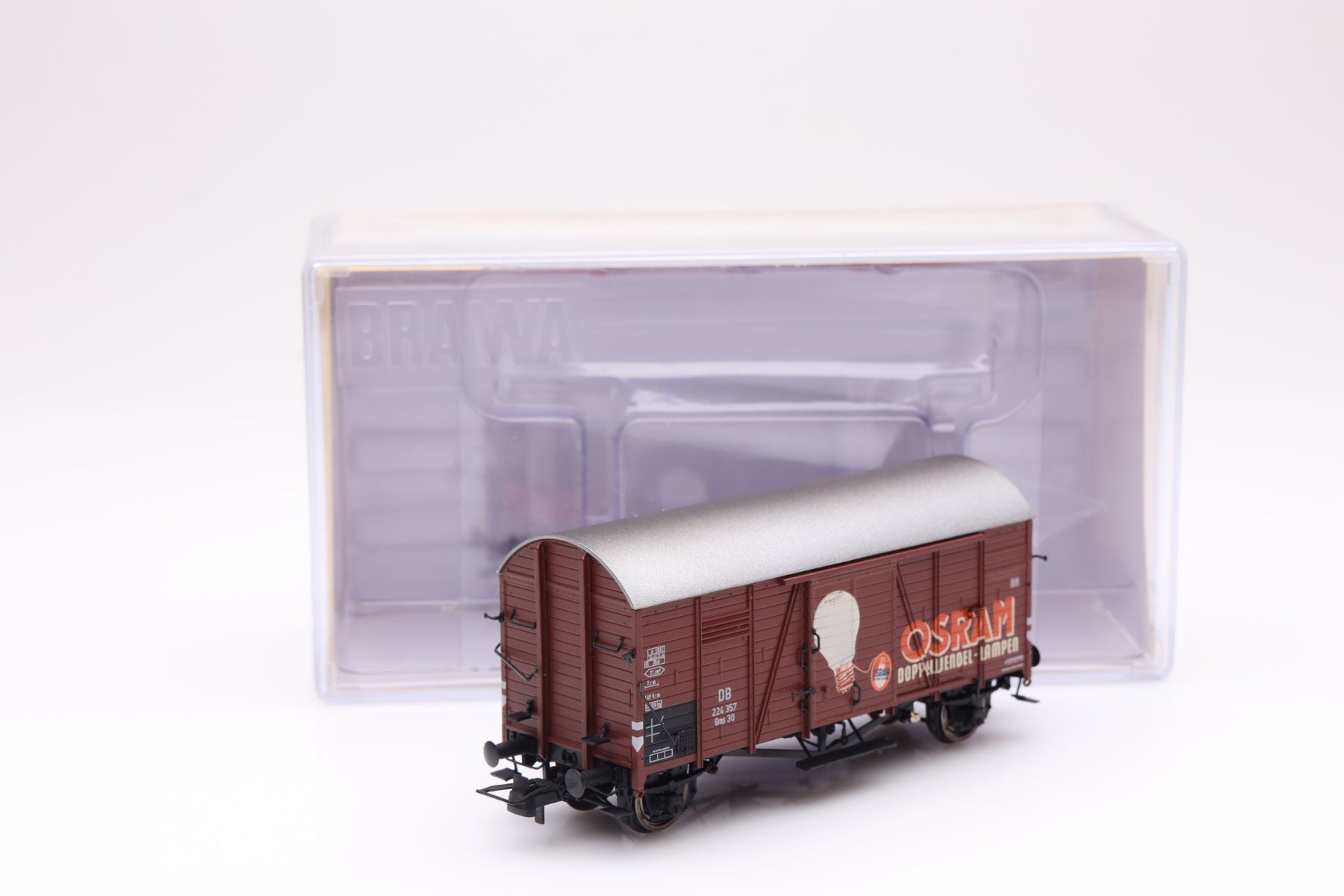 Brawa Modellini di ferrovie: Brawa 47963 DB Gms 30 "Osram" Güterwagen, H0 – Usato da Ried (Muotathal) venduto da Modellbahn.swiss