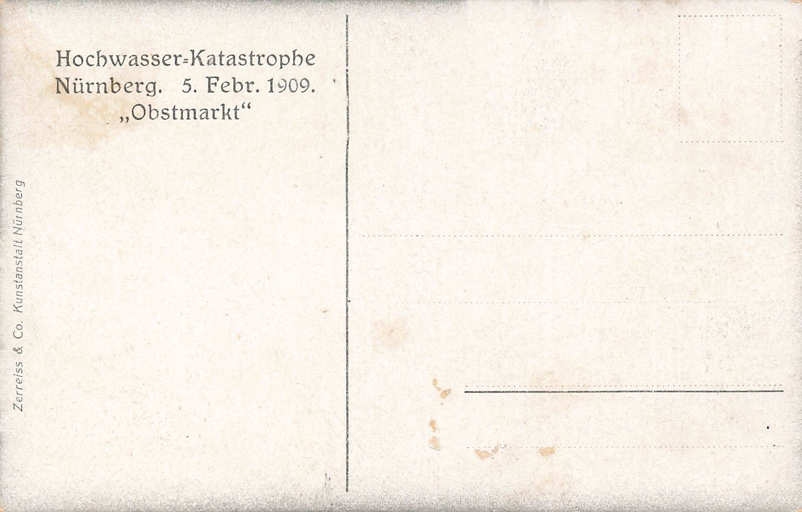 Ansichtskarten: Hochwasser Katastrophe Nürnberg 1909 Obstmarkt – Gebraucht aus Biasca von Blenio71 1