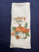 Autumn Embroidered Kitchen Towel, Pumpkins Apple Cider new