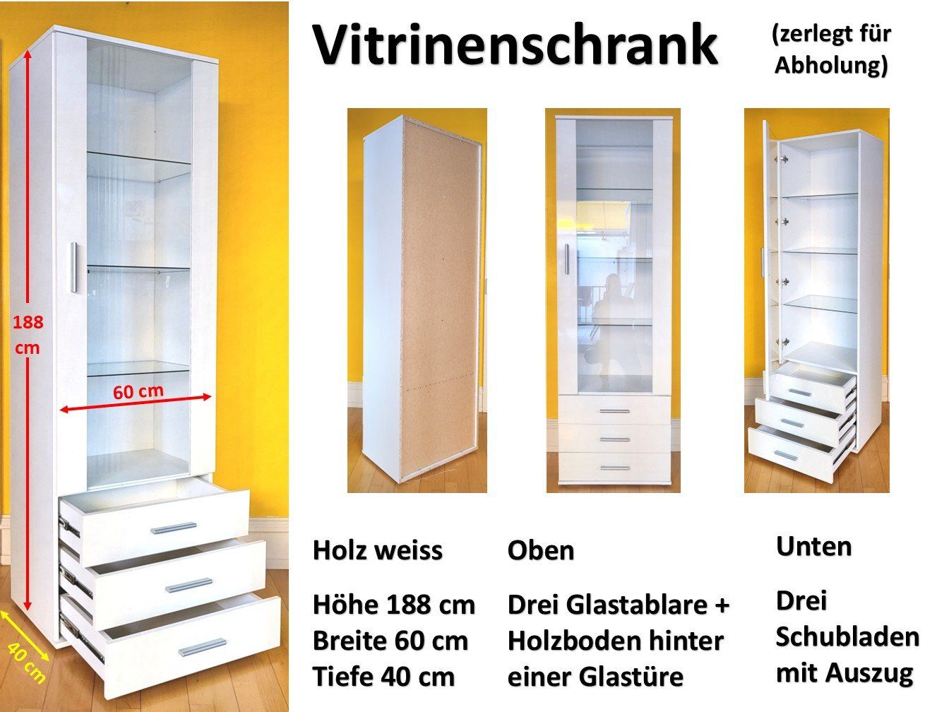 Vetrine: Holz- Glasvitrine weiss – Usato da Basel venduto da christof_bs