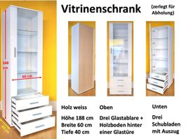 Holz- Glasvitrine weiss