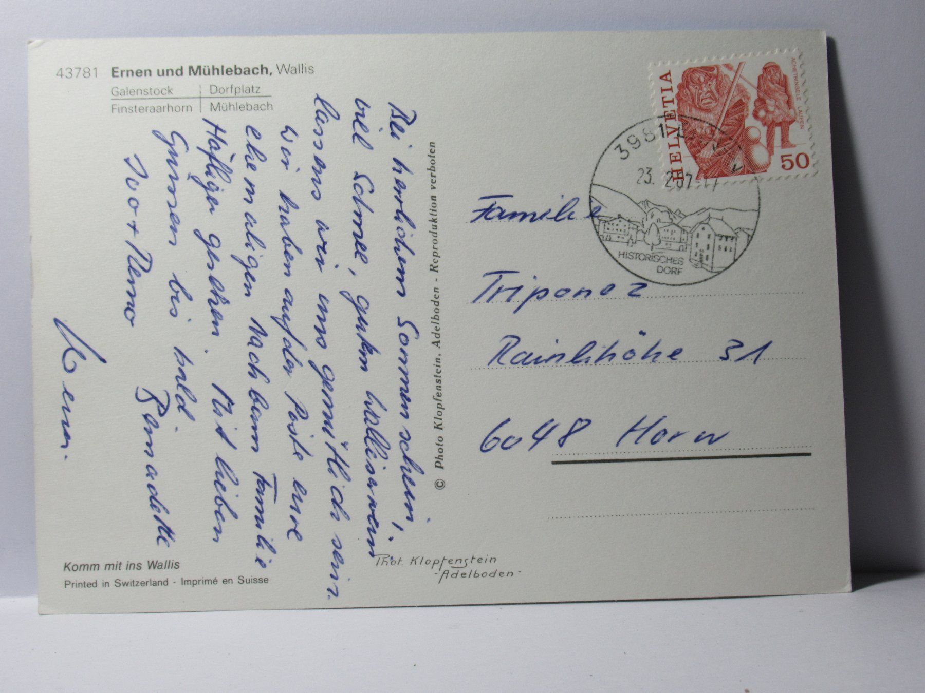 Ansichtskarten: Ernen 1987 – Gebraucht aus Grenchen von Bluemchen1900 1