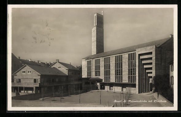 Cartoline postali: Basel, St. Antoniuskirche mit Pfarrhaus – Usato da Berlin venduto da bartko-reher