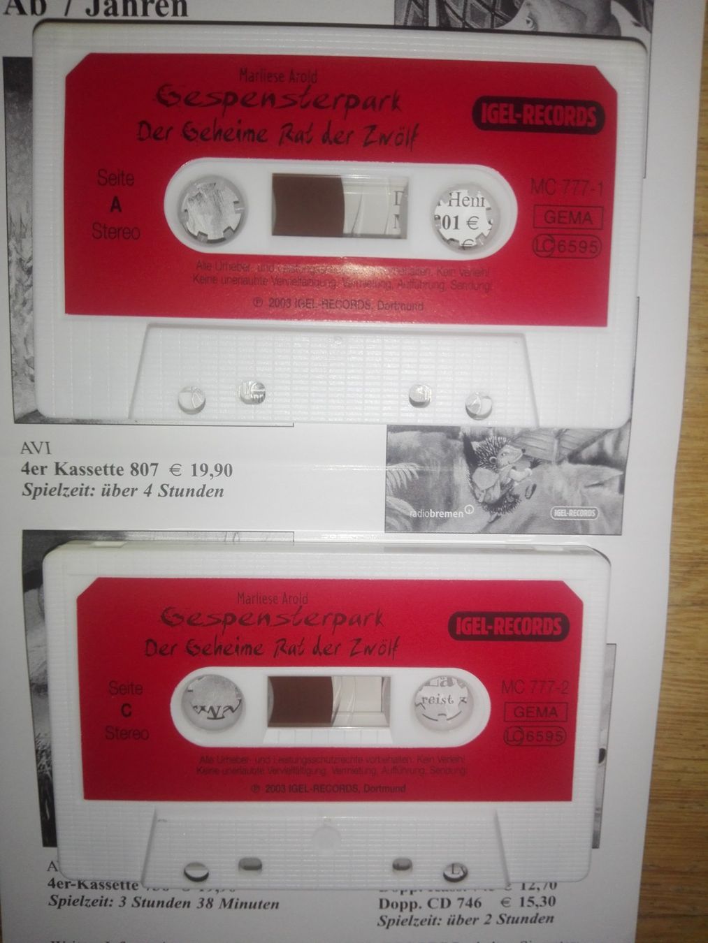 Musicassette: Gespensterpark  (Marliiese Arold)  > 4'MCs < – Usato da St.Gallen venduto da elk2023 2