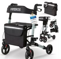 AREBOS Alu Rollator klappbar Leichtgewichtsrollator Laufhilf