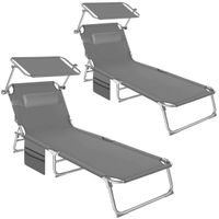 2er Set Sonnenliege 4-stufig mit Kopfpolster VELORA