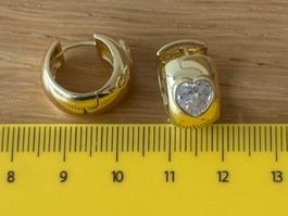 Luxus Elegante Mini Creolen Ohrstecker Farbe :Gold/Herz