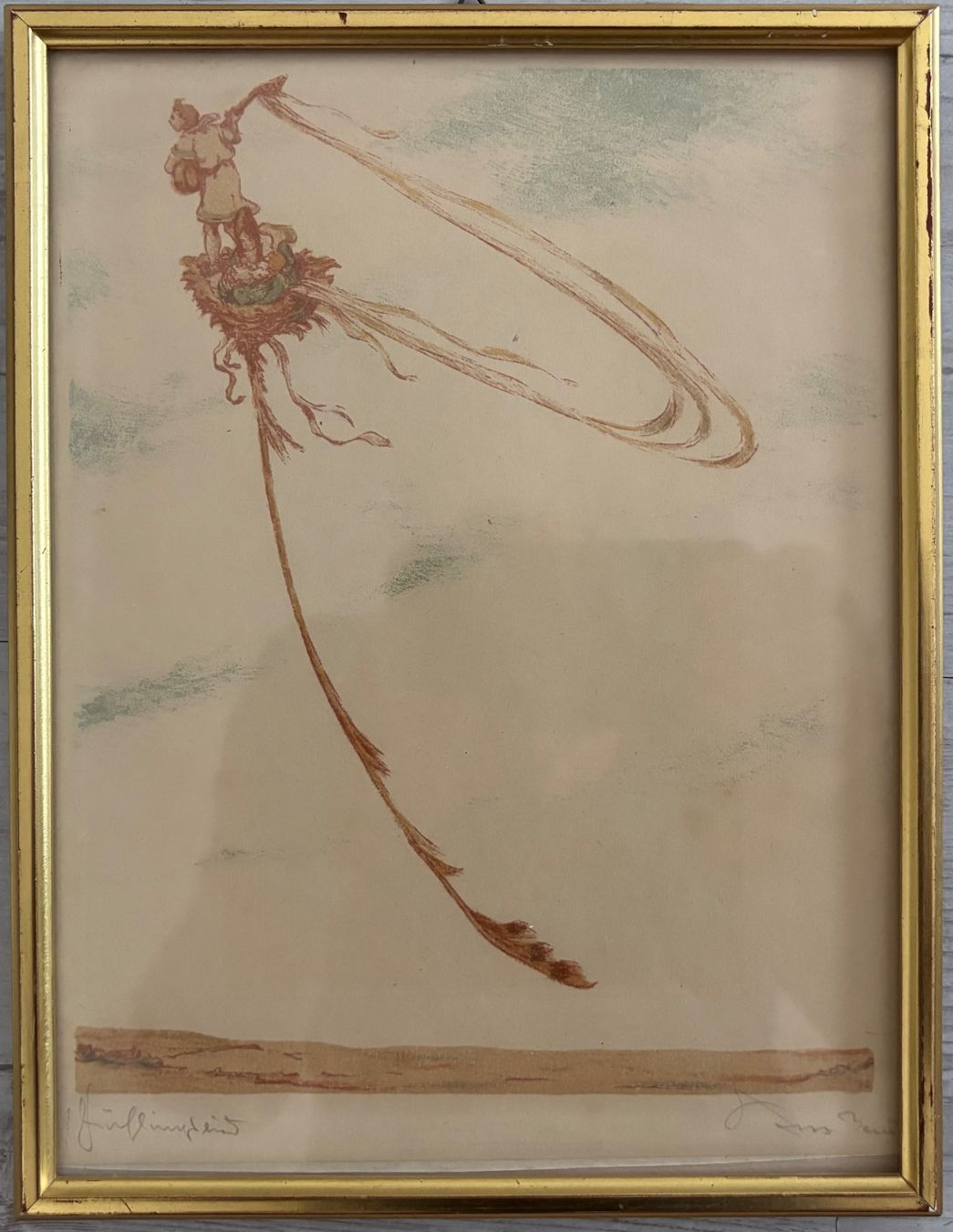 Dipinti: OTTOHANS BEIER handsign. Radierung "Frühlingswind" von 1920 – Usato da Rütihof venduto da til_68lp