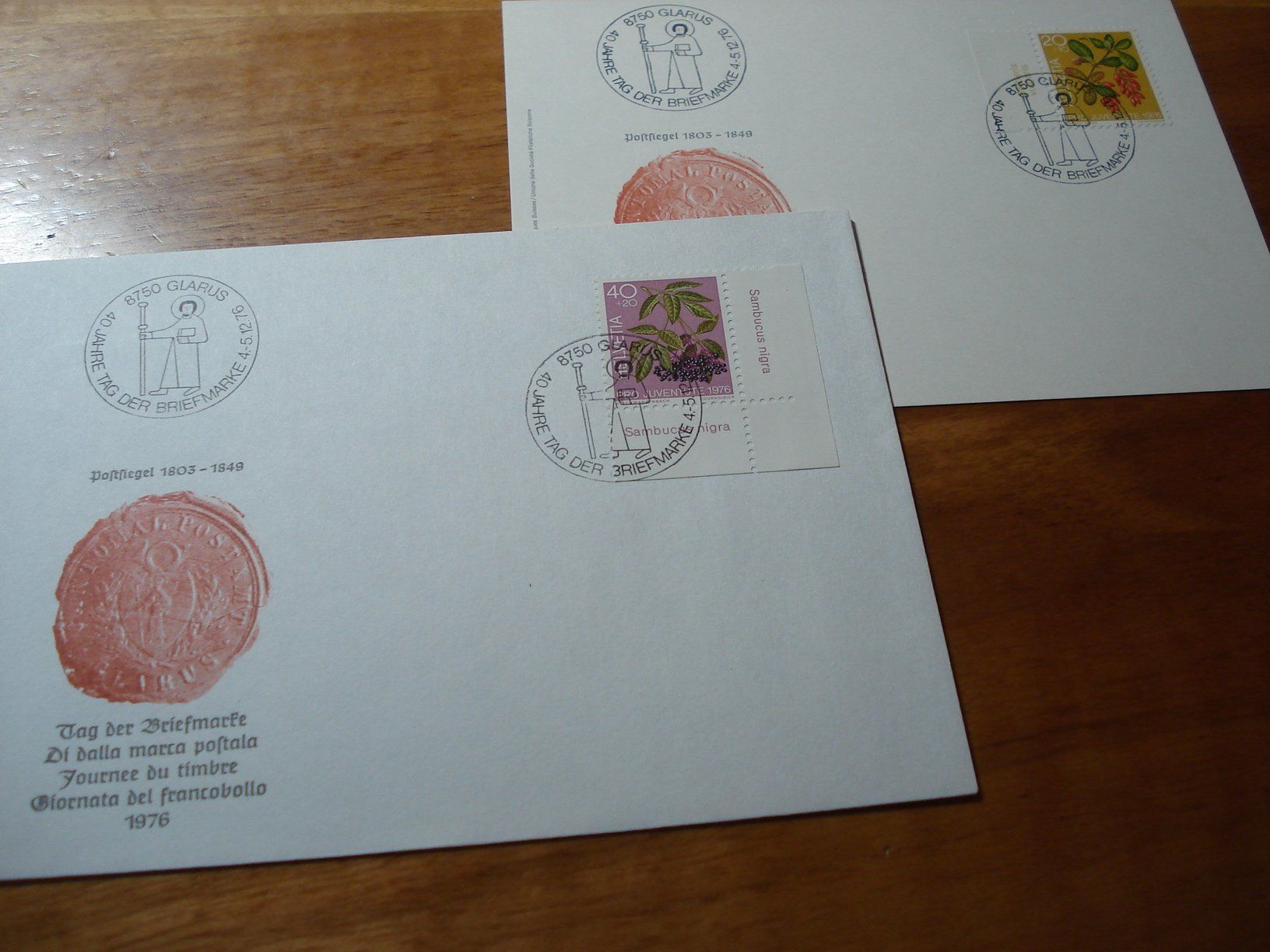 Tutti i francobolli: Tag der Briefmarke 1976, Glarus, Brief + Karte – Usato da Niederwil AG venduto da morostahu