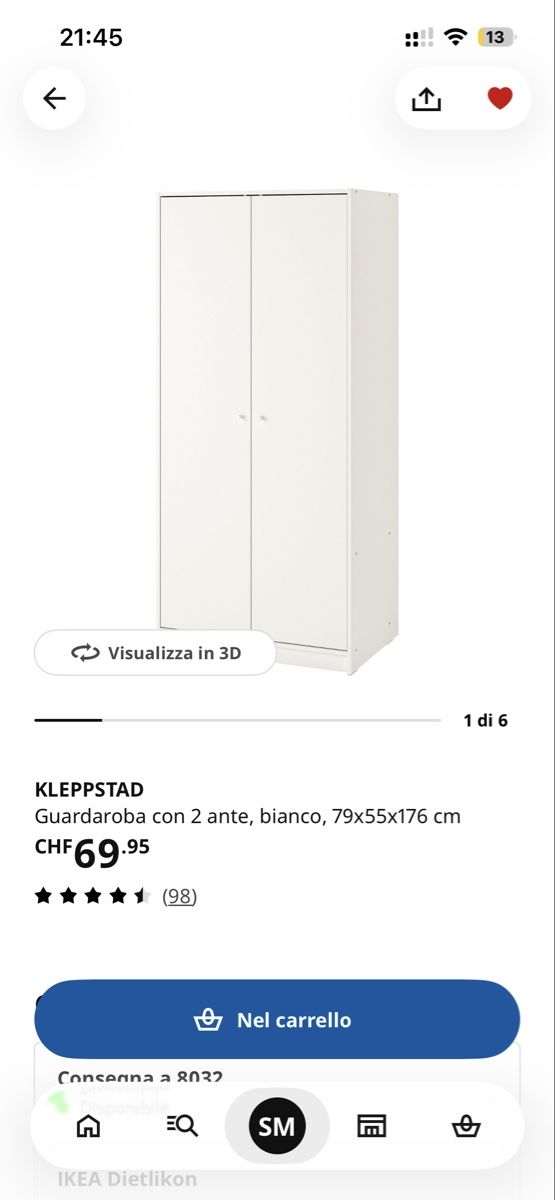 Ikea Armadi: White IKEA KLEPPSTAD wardrobe – Usato da Zürich venduto da silviaemme 2