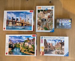 5 Stk. diverse Puzzle, 500 Teile