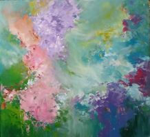 Abstraktes Bild auf Leinwand, Grösse 60x60, Floral Art