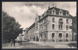 St. Gallen, Stadtbibliothek mit Strassen