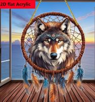 Fensterbild als Traumfänger Wolf (Acryl)