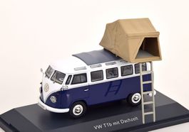 VW T1b Samba Bus 1960-1963 blau / weiss mit Dachzelt beige