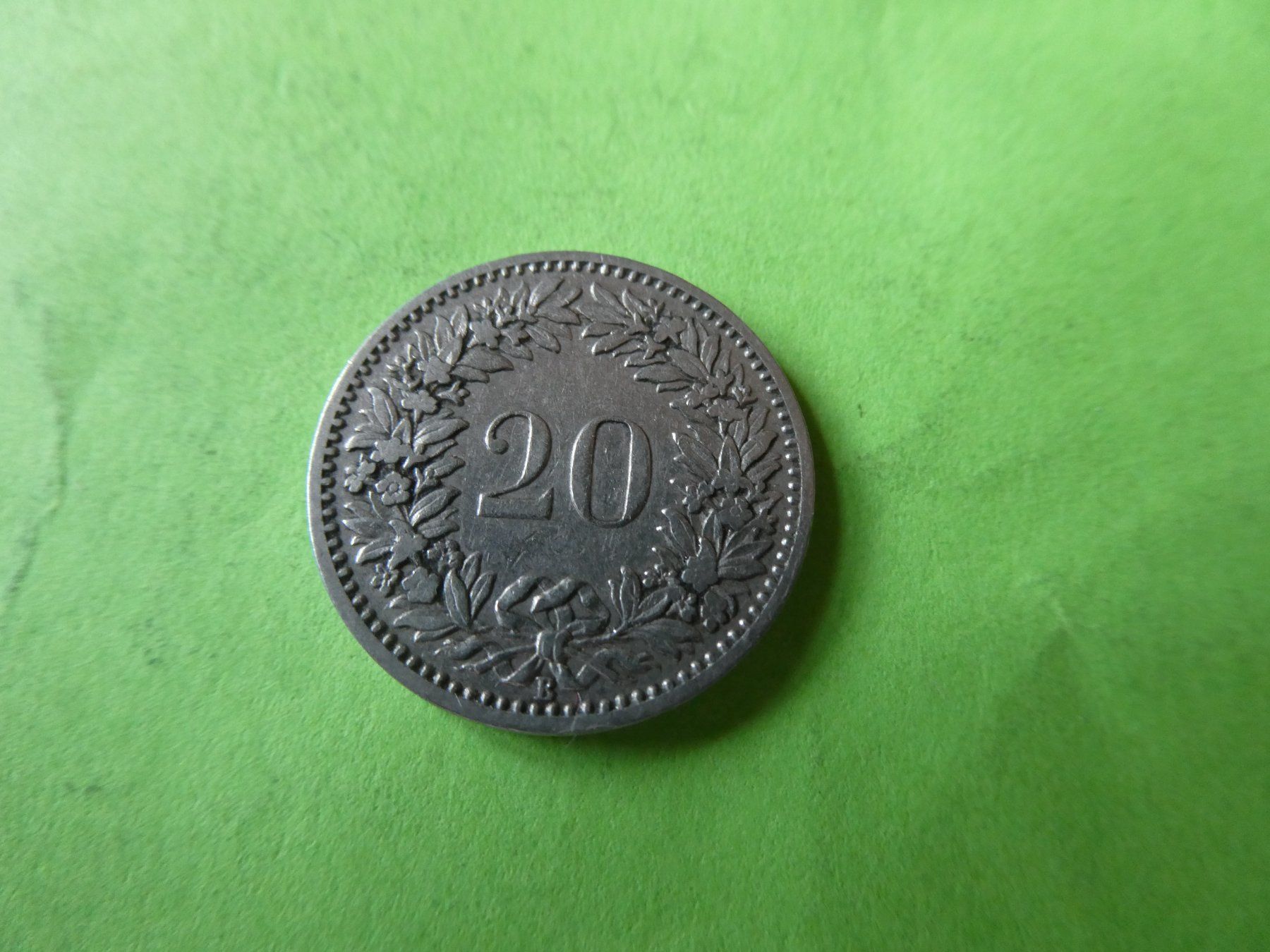 Alle Münzen: Schweiz 1898, 20 Rappen – Gebraucht aus Hinterforst von Rohusri 1