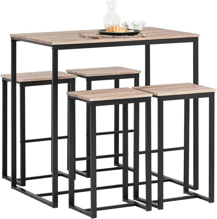 Tischset: Bartisch mit 4 Hockern Bartisch Set Stehtisch 5-teilig Holz – Neu und originalverpackt aus Kreuzlingen von DealBlitz