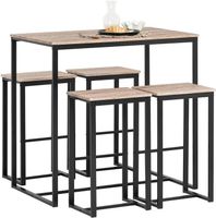 Bartisch mit 4 Hockern Bartisch Set Stehtisch 5-teilig Holz