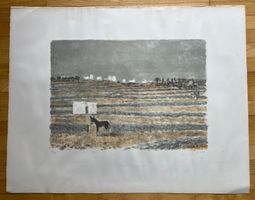 Leonhard Meisser, Landschaft mit Esel, Farblithographie