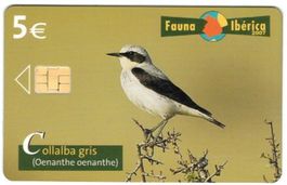 Telefonkarte Spanien, Collalba gris, Steinschmätzer, Vogel