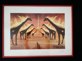 Kunstdruck Salvador Dali brennende Giraffen gerahmt