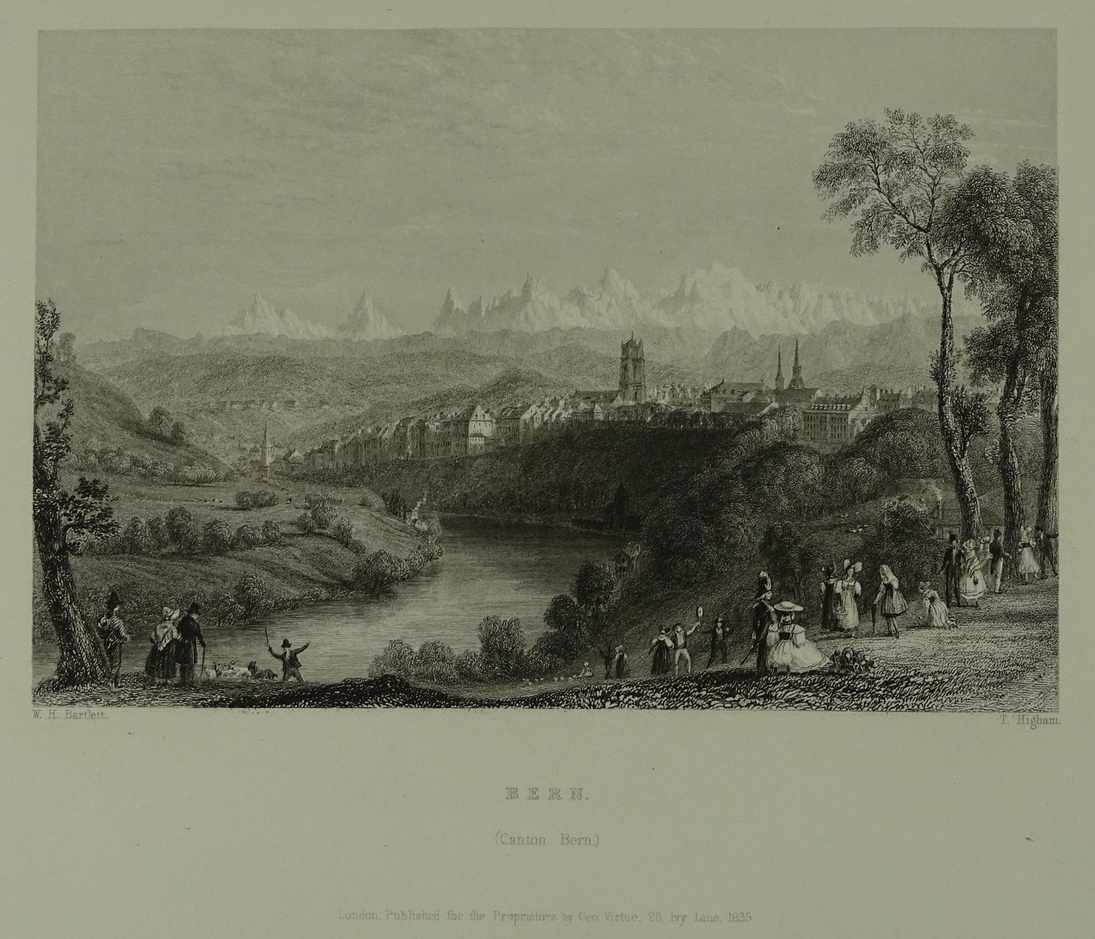 Incisioni: BERN, STAHLSTICH NACH BARTLETT 1836 – Usato da Grüningen venduto da Kartensammler 1