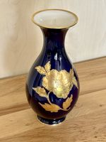 Vintage Echt Kobalt Vase Bavaria Waldershof 22k Gold Relief