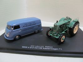 TRAKTOR  MAN 4 S2 & VW T1 KUNDEN SERVICE 1:43 SCHUCO