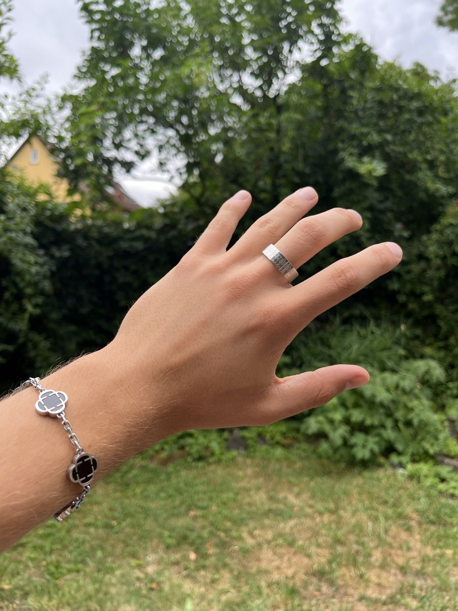 Anelli: Ring aus Edelstahl Silber-Optik gemustert Modeschmuck – Nuovo (secondo la descrizione) da Tägerwilen venduto da Alexander716 2