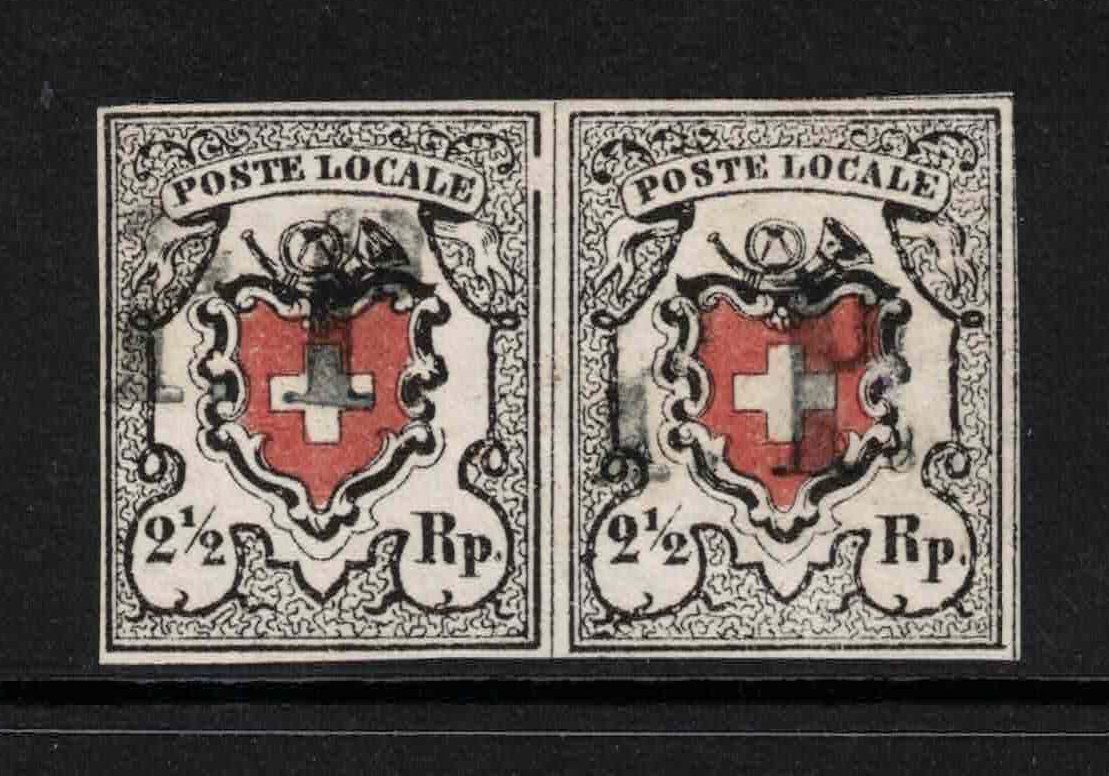 Alle Briefmarken: 1850 Poste Locale Nr. 14I im Paar mit Abart und Attest – Neu (gemäss Beschreibung) aus Nuglar von Stamp88