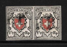 1850 Poste Locale Nr. 14I im Paar mit Abart und Attest