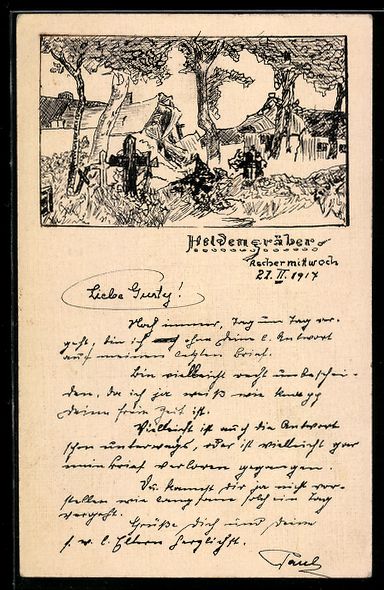 Cartes postales: Handgemalt: Heldengräber gefallener Sol – D'occasion à Berlin par bartko-reher