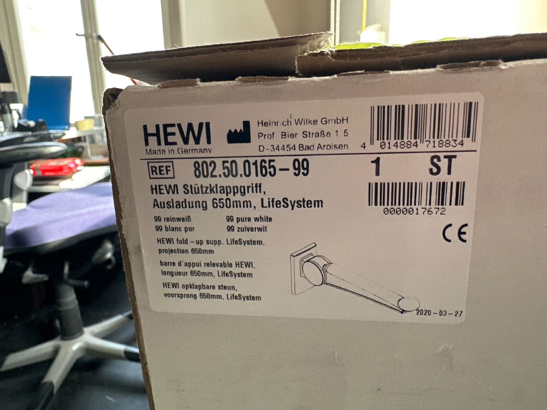Supporti a parete: Hewi Stützklappengriff 802 NEU – Nuovo e nell'imballaggio originale da Brügg BE venduto da TSP02 2